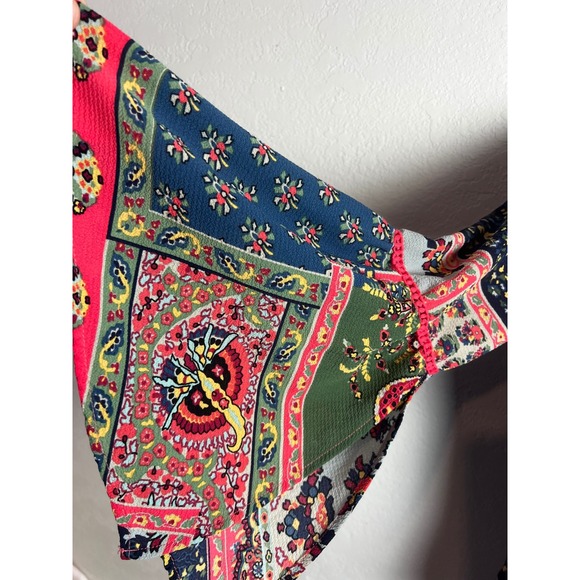Anthropologie Olive Hill Paisley Print Bell Sleeve Blouse Size Large Bue Pink - Picture 4 of 9